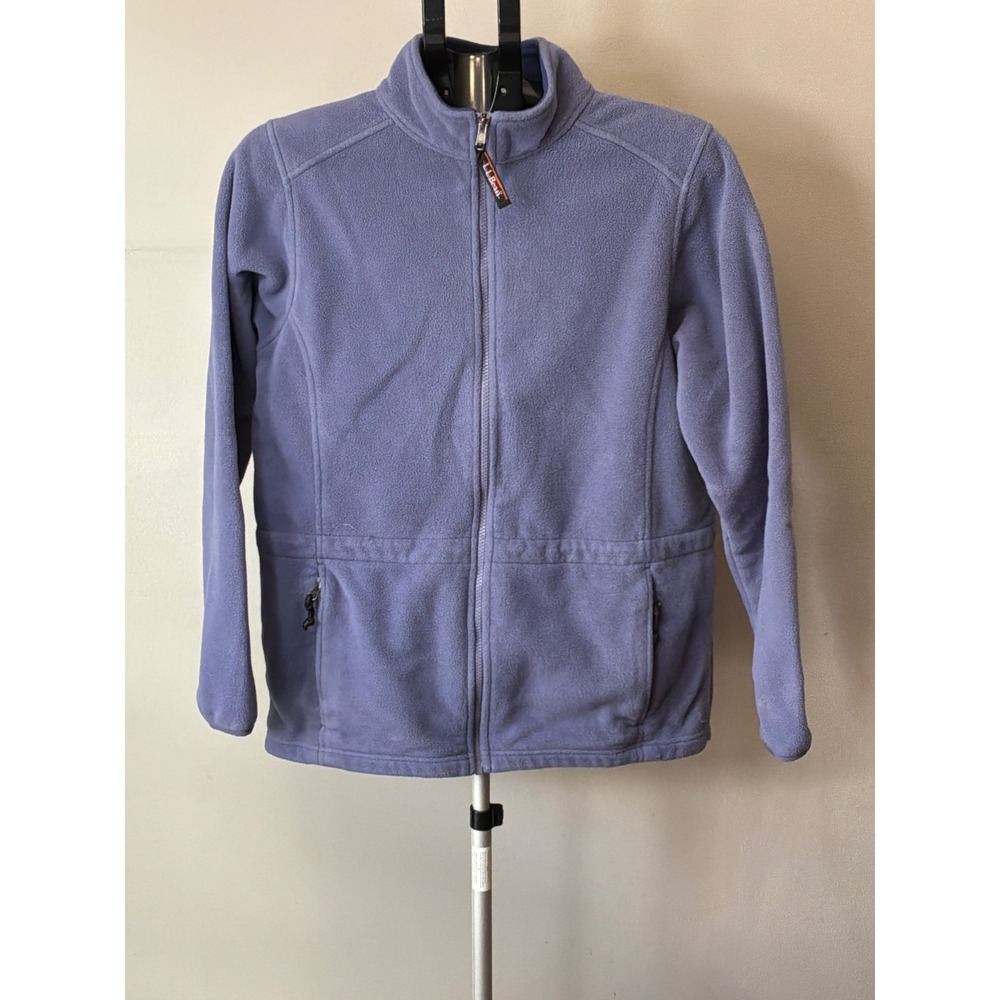 LL Bean Vintage Blue Fleece Full Zip JacketCinch Waist Made USA Women's M